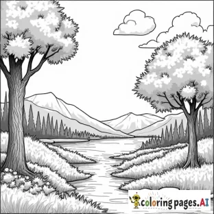 Swear word adult coloring page for landscape book with Arbor Day theme