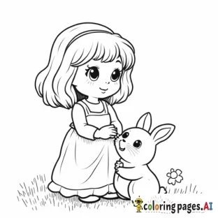 sweet girl and baby rabbit