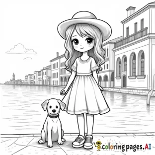 SWEET GIRL WITH PUPPY IN VENICE