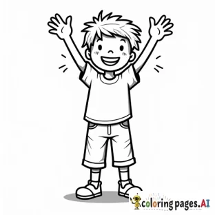 ten kids praising in shirts and pants