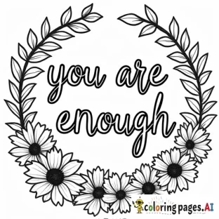 the quote "you are enough" with flowers blooming around it