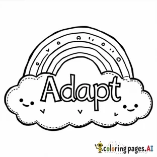 The word “Adapt” in clouds with a rainbow and smiley faces