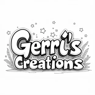 The words "Gerri's Creations", in 3D, layered.