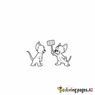 Tom and Jerry hitting each other with hammers