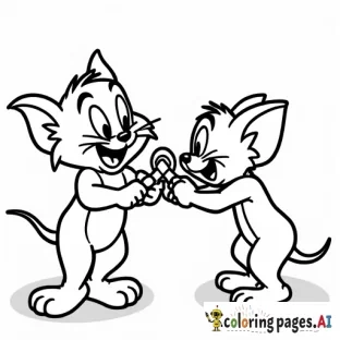 Tom and Jerry hitting each other with hammers