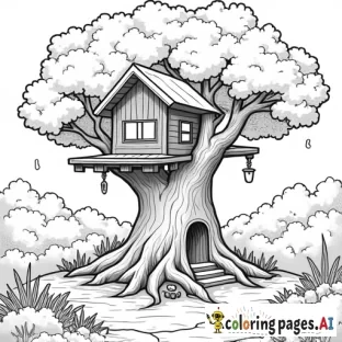 Tree house with levels deep in the woods