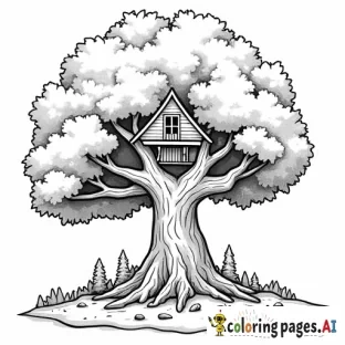 Treehouse with multiple levels deep in the forest