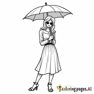 Trendy young woman holding umbrella
