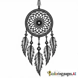 Tribal dreamcatcher mandala with large beautiful feathers and beads