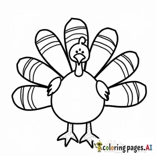 turkey outline, with 5 feathers you can see fully, each feather has 4 bands on it