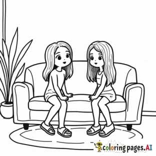 two girls hanging out in a living room