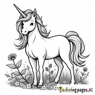 unicorn smelling flowers