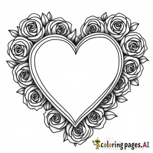 Valentines heart with roses around it