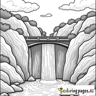 Waterfall with a bridge