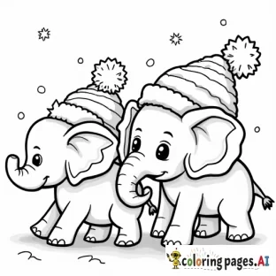 Winter theme, the name "Sophia", elephants with winter hats