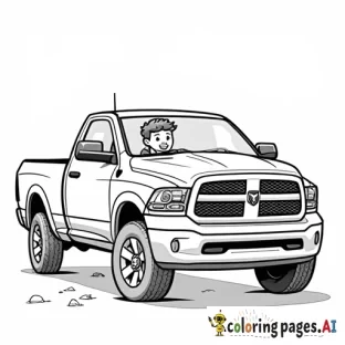 young boy driving a dodge ram