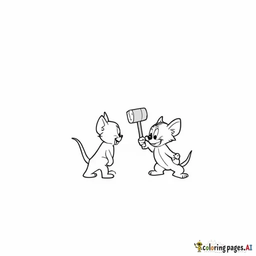 Tom and Jerry hitting each other with hammers