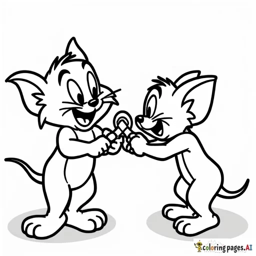 Tom and Jerry hitting each other with hammers