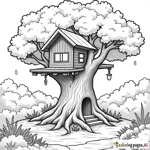 Tree house with levels deep in the woods