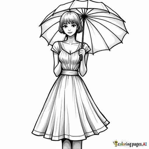 Trendy young woman holding umbrella