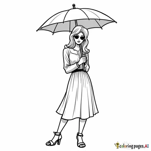Trendy young woman holding umbrella