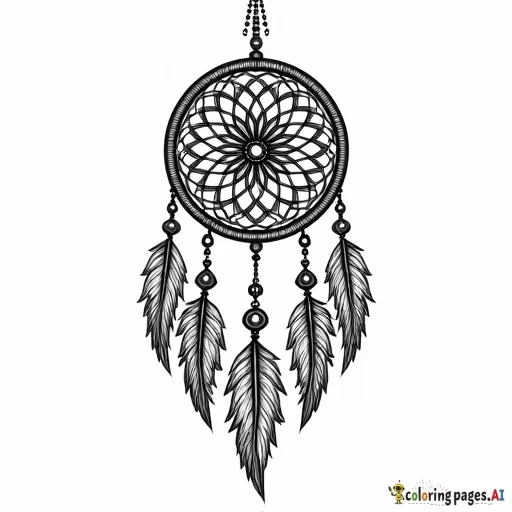 Tribal dreamcatcher mandala with large beautiful feathers and beads