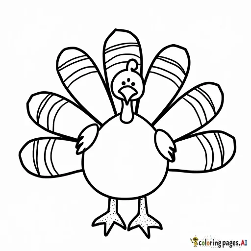 turkey outline, with 5 feathers you can see fully, each feather has 4 bands on it