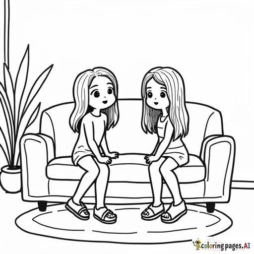 two girls hanging out in a living room