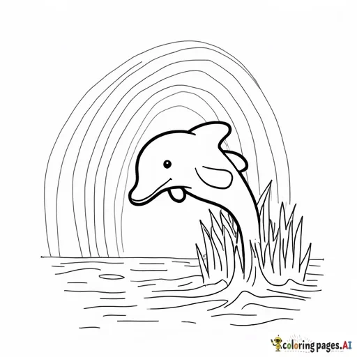 dolphin jumping out of the water with rainbows behind it