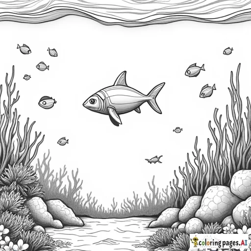 underwater sea life scenes with sharks, turtles, sunken ships, reefs, and other fish