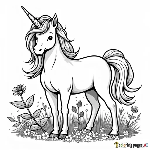 unicorn smelling flowers