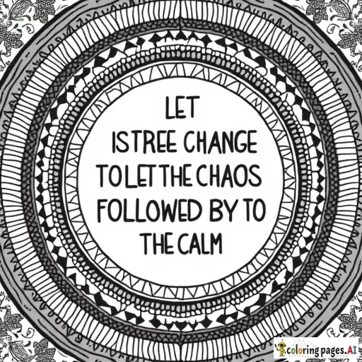 Unique detailed boho patternbackground with the quote" let the change happen to let the chaos to be followed by the calm."