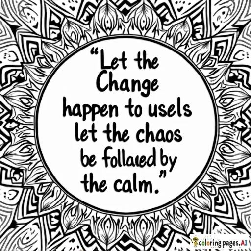 Unique pattern doodle  background with the quote" let the change happen to let the chaos to be followed by the calm."