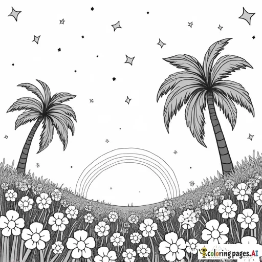 Use natural elements like palm trees, stars, and fields of flowers to illustrate peace and holiness. The imagery could evoke the idea of a blessed land, set apart for God’s purposes.