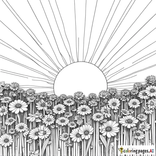 Vinyl Record as the sun over a field of flowers