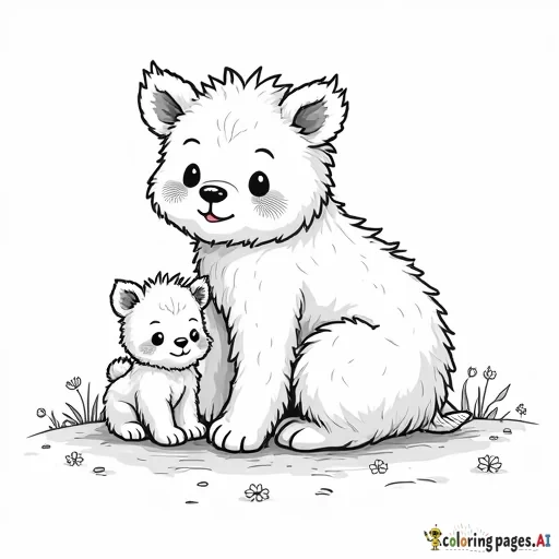 warm fuzzy cozy simple adorable characters and animals, no color no grayscale, bold outline