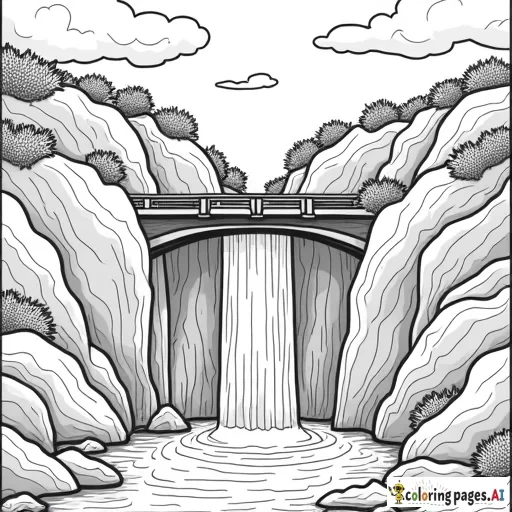 Waterfall with a bridge