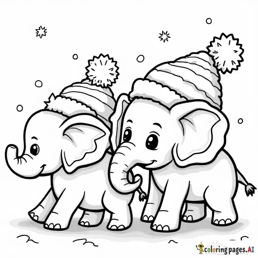 Winter theme, the name "Sophia", elephants with winter hats