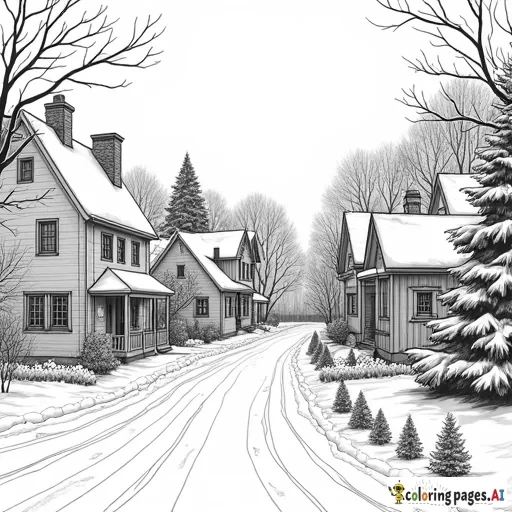 Winter town fully decorated for Christmas