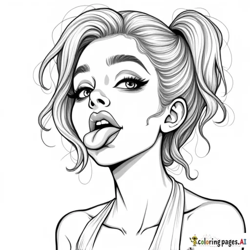 woman with tongue out topless