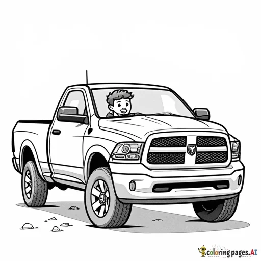 young boy driving a dodge ram