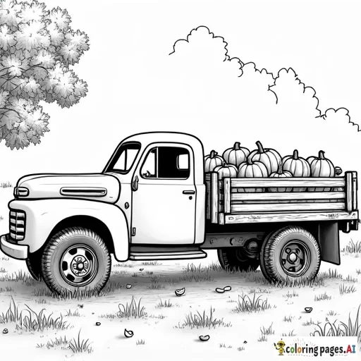 the word "MARK" with an old truck with pumpkins in an autumn setting