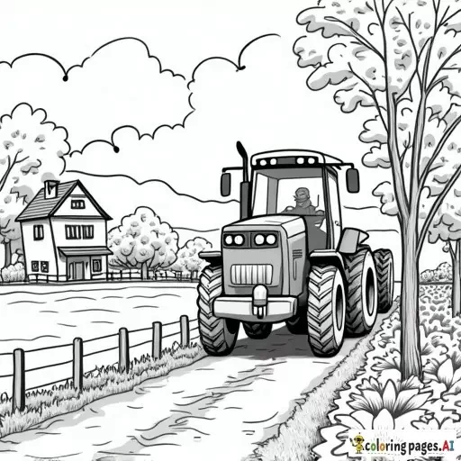 zeichne eine seite für ein malbuch thema bauernhof tiere traktoren etc